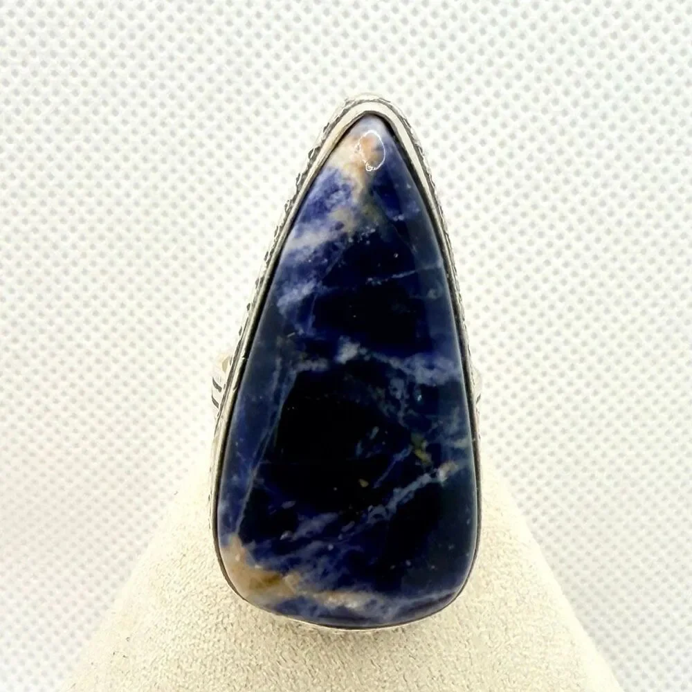 Sodalite Teardrop Statement Ring
